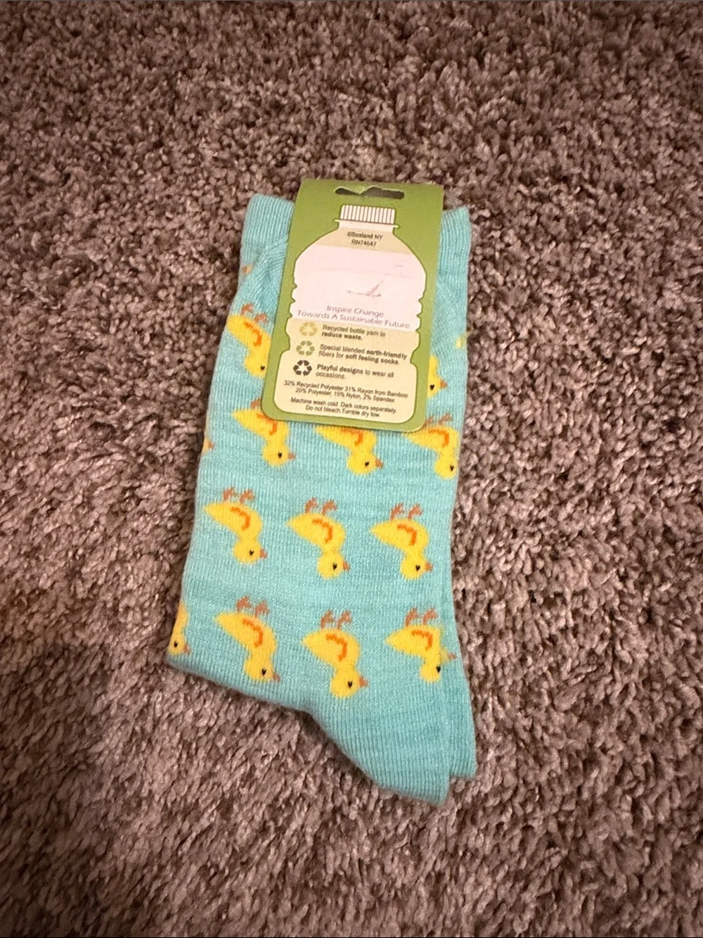 Duck Pattern Aqua Crew Socks